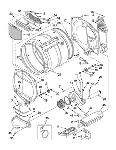 Bulkhead Parts Diagram and Parts List for 4GMEDX500YW0  Maytag Dryer