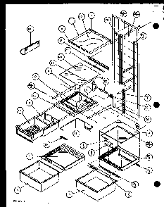 Refrigerator Shelving And Drawers Diagram and Parts List for SZD20MPL-P1120204WL  Amana Refrigerator