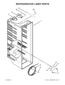 Refrigerator Liner Parts Diagram and Parts List for ASD2575BRB03  Amana Refrigerator