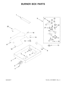 Burner Box Parts Diagram and Parts List for JGD3536GS00  Jenn-Air Cooktop