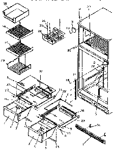 Cabinet Shelving Diagram and Parts List for TR21S4W-P1196102WW  Amana Refrigerator