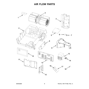 Air Flow Parts Diagram and Parts List for YMMV1175JZ02  Maytag Microwave