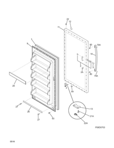 Door Diagram and Parts List for CFUMC17QWB  Crosley Freezer