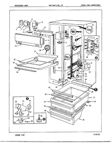 Fresh Food Compartment Diagram and Parts List for 24472A  Admiral Refrigerator