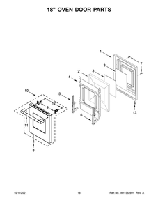 18-Inch Oven Door Parts Diagram and Parts List for TANKMAN50  Maytag Range
