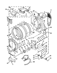 Bulkhead Parts Diagram and Parts List for MGD9000YG2  Maytag Dryer