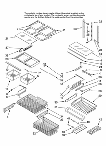 Shelf Parts Diagram and Parts List for G37025PEAW10  Maytag Refrigerator
