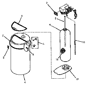 Cabinet, Resin Tank, Control, Tank Adapter & By-pass Valve Diagram and Parts List for DK5010  Speed Queen Trash Compactor