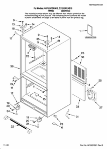 Cabinet Parts Diagram and Parts List for G37025PEAW10  Maytag Refrigerator