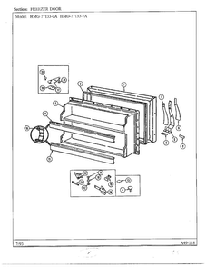 Freezer Door Diagram and Parts List for 77133-0A  Admiral Refrigerator