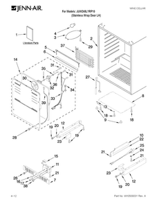 Cabinet Parts Diagram and Parts List for JUW248LYRP10  Jenn-Air Wine and Beverage Cooler