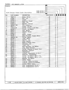 Ice Maker And Bin Diagram and Parts List for 62143-0A  Admiral Refrigerator
