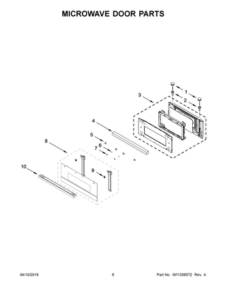 Microwave Door Parts Diagram and Parts List for JMC2430IM01  Maytag Microwave