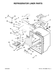 Refrigerator Liner Parts Diagram and Parts List for MFT2772HEZ01  Maytag Refrigerator
