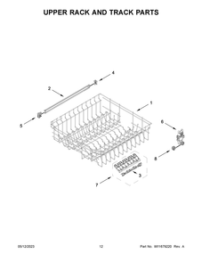 Upper Rack And Track Parts Diagram and Parts List for MDB4949SKB2  Maytag Dishwasher