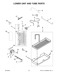 Lower Unit And Tube Parts Diagram and Parts List for JBSS42E22L00  Jenn-Air Refrigerator