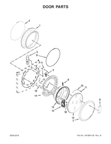 Door Parts Diagram and Parts List for MHN33PRCWW0  Maytag Washer