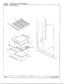Shelves And Accessories Diagram and Parts List for 22402-0B  Admiral Refrigerator