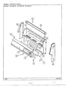 Control Panel Diagram and Parts List for 68-2593-81  Magic Chef Range