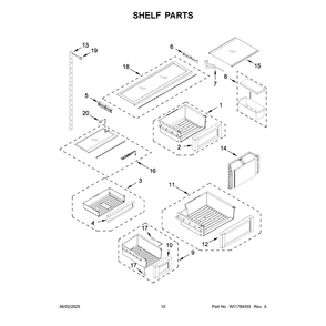 Shelf Parts Diagram and Parts List for JB36NXFXRE21  Jenn-Air Refrigerator