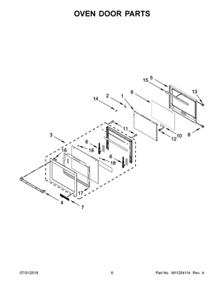 Oven Door Parts Diagram and Parts List for JMW3430DP03  Maytag Microwave Oven Combo