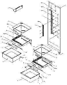 Refrigerator Shelving And Drawers Diagram and Parts List for SXD27N-P1162411W  Amana Refrigerator