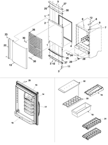 Refrigerator Door Diagram and Parts List for XRBS209BWR-PXRBS209BWR0  Amana Refrigerator