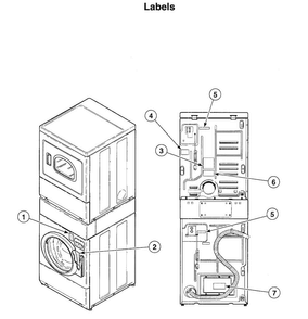 Labels Diagram and Parts List for LTSA7AWN  Speed Queen Washer Dryer Combo