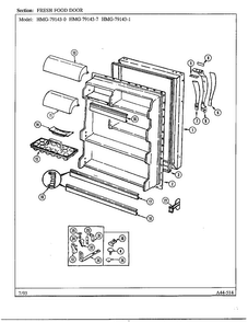 Fresh Food Door Diagram and Parts List for 79143-0A  Admiral Refrigerator