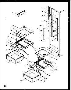 Refrigerator Shelving And Drawers Diagram and Parts List for SQD25NBE-P1162402WE  Amana Refrigerator
