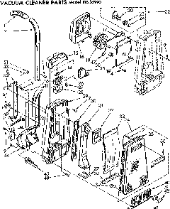 Handle And Bag Housing Diagram and Parts List for 11635990  Kenmore Upright Vacuum