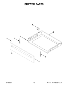 Drawer Parts Diagram and Parts List for YACR4303MFW5  Maytag Range