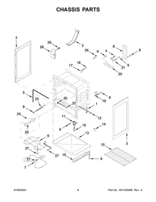 Chassis Parts Diagram and Parts List for AER6303MFB3  Amana Range