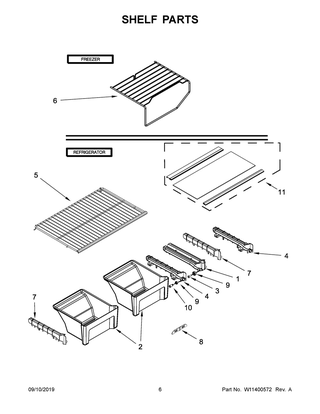 Shelf Parts Diagram and Parts List for ART308FFDB06  Maytag Refrigerator