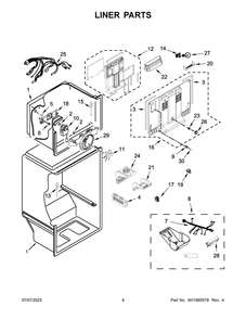 Liner Parts Diagram and Parts List for MRT118FFFZ10  Maytag Refrigerator
