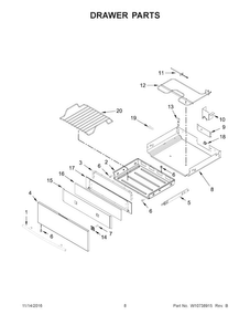 Drawer Parts Diagram and Parts List for JES1450CDB0  Jenn-Air Range