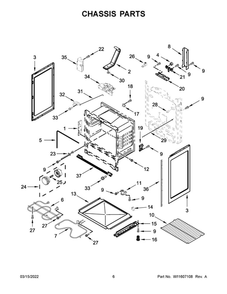 Chassis Parts Diagram and Parts List for AER6603SFW5  Amana Range