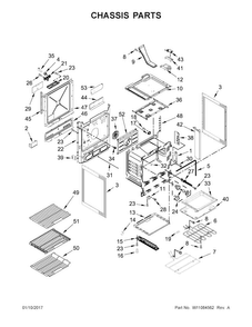 Chassis Parts Diagram and Parts List for JDS1450DP1  Jenn-Air Range