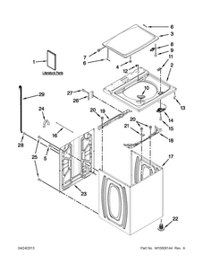 Top And Cabinet Parts Diagram and Parts List for 4GMVWC400YW2  Maytag Washer
