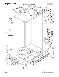 Cabinet Parts Diagram and Parts List for JS48CXDUDB00  Jenn-Air Refrigerator