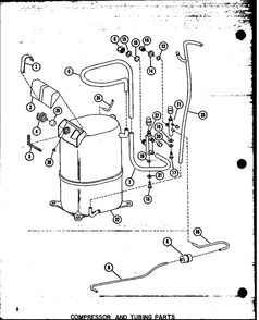 Compressor And Tubing Parts Diagram and Parts List for CRF2-1J P67850-9C Amana Air Conditioner
