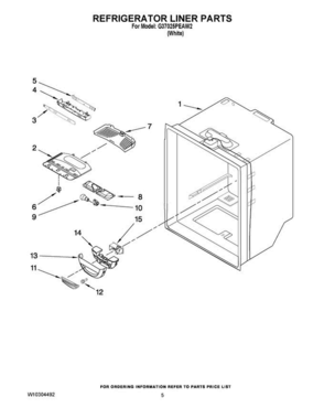03 - Refrigerator Liner Parts Diagram and Parts List for G37025PEAW2  Maytag Refrigerator