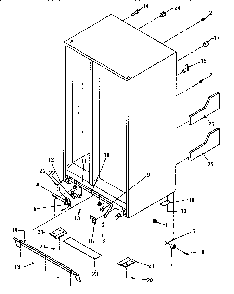Drain & Rollers & Cabinet Back Diagram and Parts List for SX22SE-P1190201WE  Amana Refrigerator