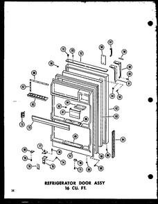 Refrigerator Door Assy 16 Cu. Ft. Diagram and Parts List for T16J-P60178-1W  Amana Refrigerator