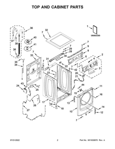 Top And Cabinet Parts Diagram and Parts List for MHW5630MBK0  Maytag Washer