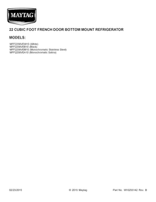 Cover Sheet Diagram and Parts List for MFF2258VEA10  Maytag Refrigerator