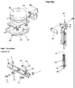 Compressor, Hinge & Lock Diagram and Parts List for AC101KW-P1317802WW  Amana Freezer