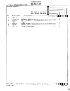 Freezer Compartment Page 3 Diagram and Parts List for 23903-0A  Admiral Refrigerator