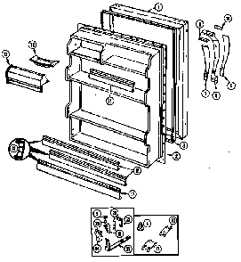 Fresh Food Door Diagram and Parts List for NT173MW DC24C Norge Refrigerator