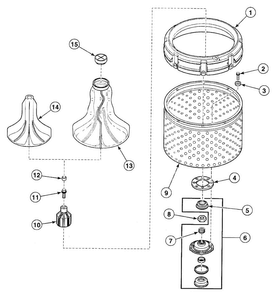 Agitator Assy Diagram and Parts List for SWT421LM  Speed Queen Washer
